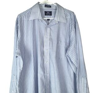 Stafford Wrinkle Free Broadcloth Striped Button Down Dress Shirt Men's Neck 17.5